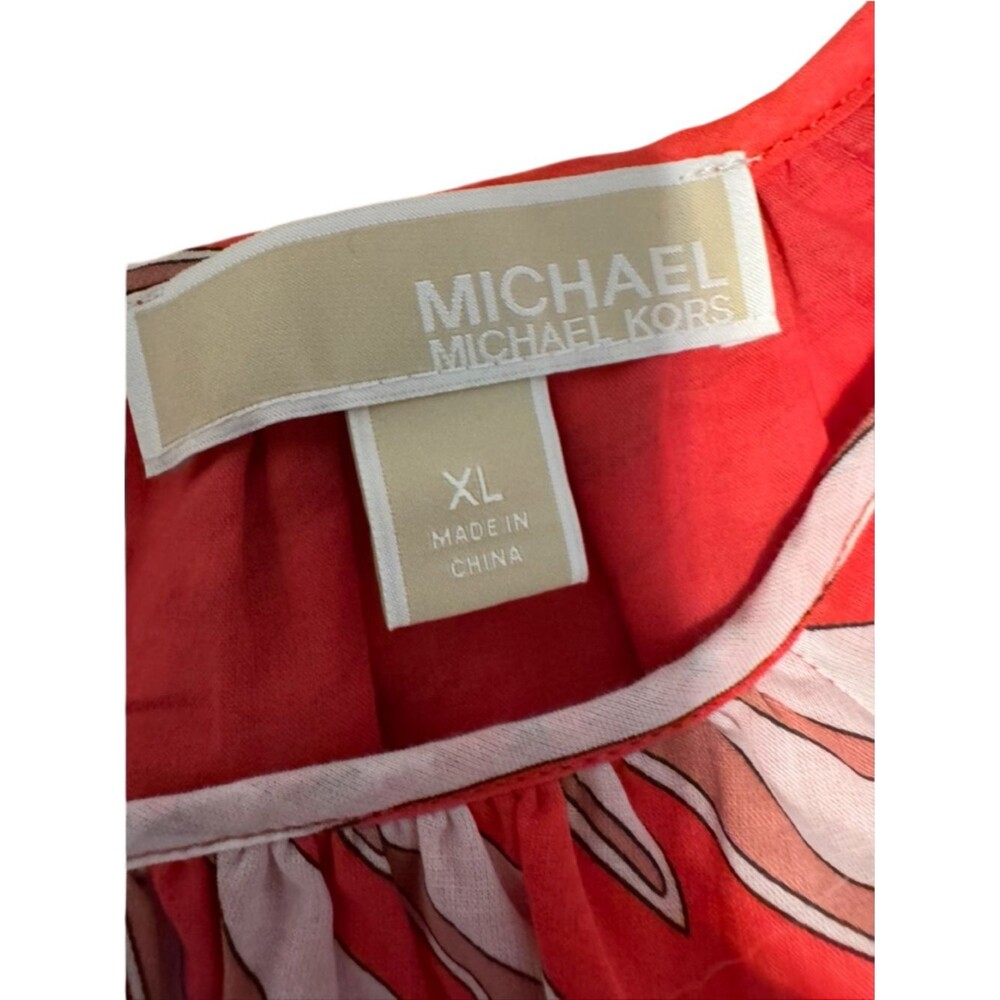 Michael Kors Cotton Lawn Cutout Mini Dress In Zebra Geranium Red/Pink XL - Picture 2 of 13